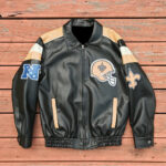 Vintage NFL New Orleans Saints Black Leather Jacket