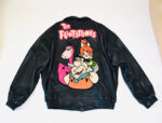 Vintage The Flintstones Cartoon Black Leather Jacket