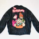 Vintage The Flintstones Cartoon Black Leather Jacket