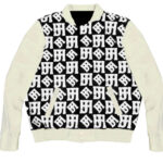White JH Monogram Wool And Leather Jacket