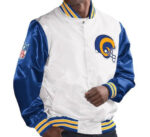 White Royal Blue Los Angeles Rams NFL Satin Jacket