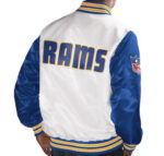 White Royal Blue Los Angeles Rams NFL Satin Jacket