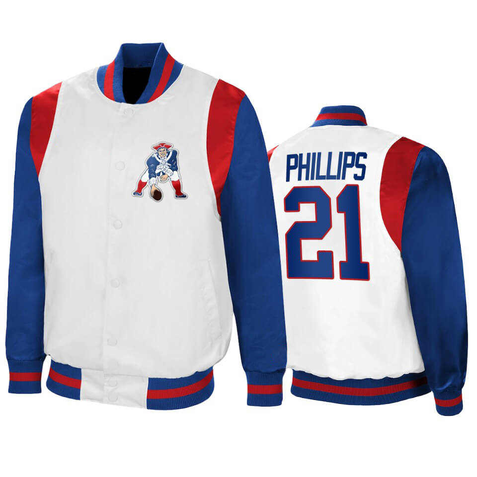 Adrian Phillips NFL New England Patriots Satin Jacket (1) Adrian Phillips NFL New England Patriots Satin Jacket