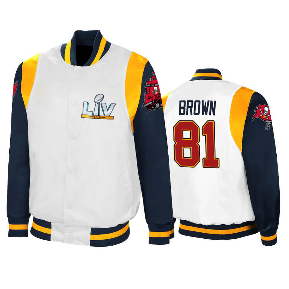 Antonio Brown Tampa Bay Buccaneers White Satin Jacket Antonio Brown Tampa Bay Buccaneers White Satin Jacket