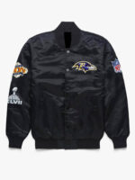 Black Baltimore Ravens NFL Satin Jacket