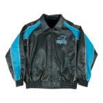 Black Blue Carolina Panthers NFL Leather Jacket