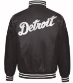 Black Detroit Tigers Old English D Patent Satin Jacket