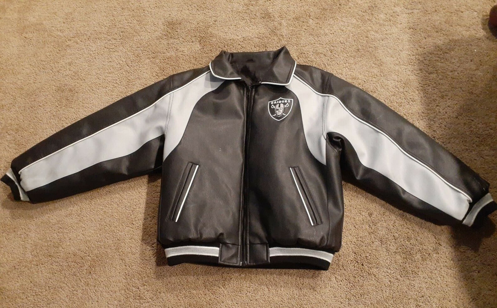 Black Gray NFL Las Vegas Raiders Leather Jacket (1) Black Gray NFL Las Vegas Raiders Leather Jacket