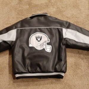 Black Gray NFL Las Vegas Raiders Leather Jacket