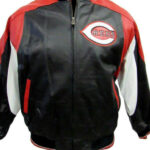 Black MLB Cincinnati Reds Leather Jacket