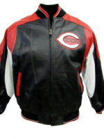 Black MLB Cincinnati Reds Leather Jacket