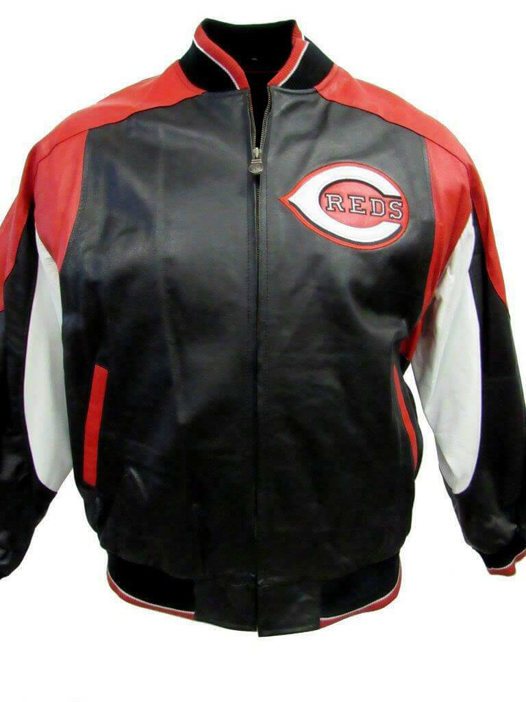 Black MLB Cincinnati Reds Leather Jacket (1) Black MLB Cincinnati Reds Leather Jacket