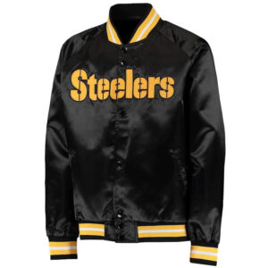 Black NFL Pittsburgh Steelers Satin Jacket