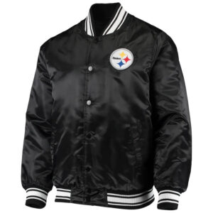 Black NFL Team Pittsburgh Steelers Satin Jacket
