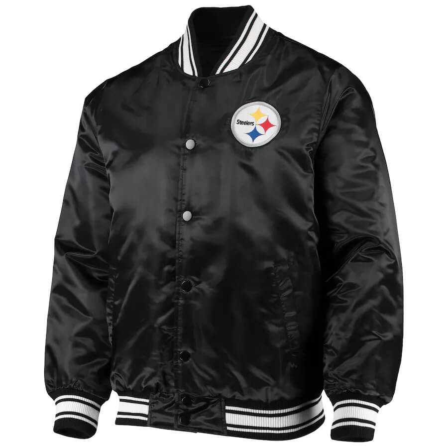 Black NFL Team Pittsburgh Steelers Satin Jacket (1) Black NFL Team Pittsburgh Steelers Satin Jacket