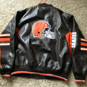 Black Orange NFL Cleveland Browns Leather Jacket