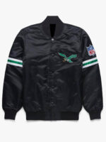 Black Philadelphia Eagles NFL Team Satin Jacket