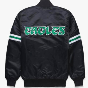 Black Philadelphia Eagles NFL Team Satin Jacket
