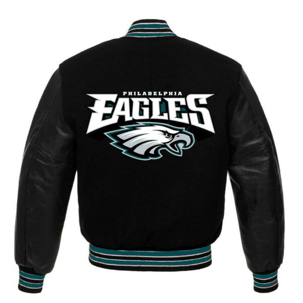 Black Philadelphia Eagles NFL Varsity Jacket