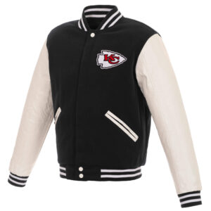 Black White Kansas City Chiefs NFL Varsity Jacket