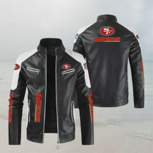 Black White NFL San Francisco 49ers Leather Jacket