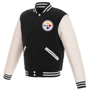 Black White Pittsburgh Steelers NFL Varsity Jacket