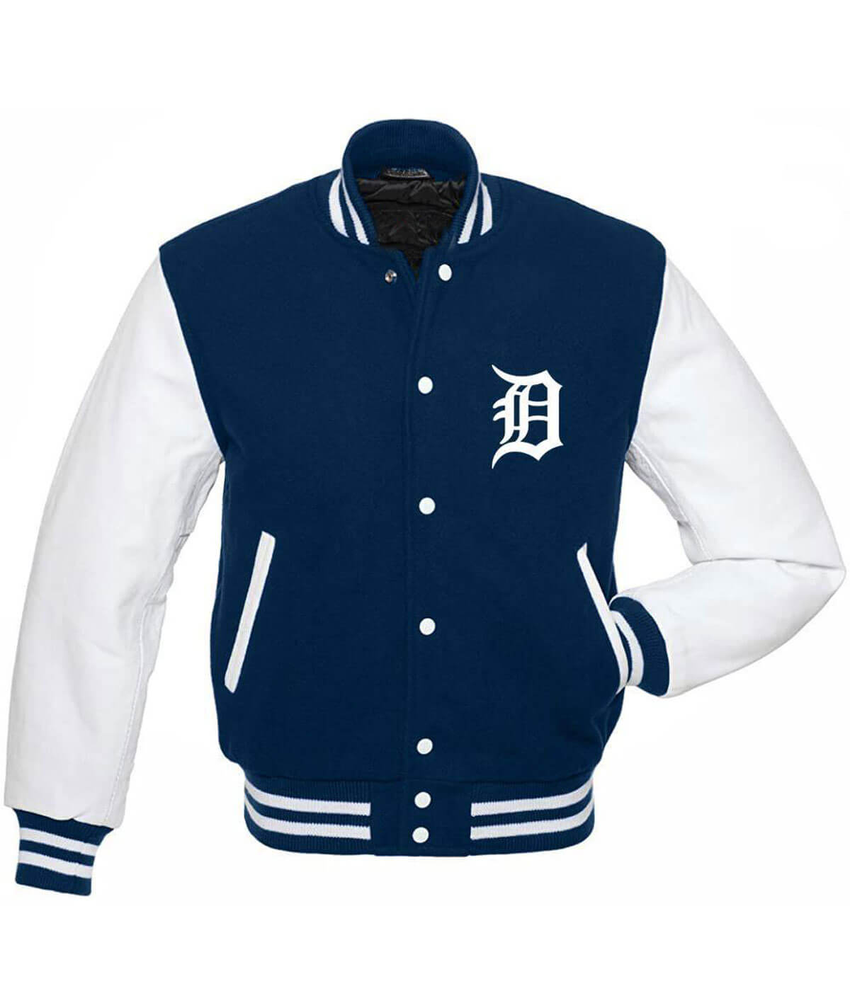 Maker of Jacket MLB Detroit Tigers Blue White Letterman Varsity