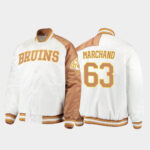 Boston Bruins Brad Marchand 63 White Satin Jacket
