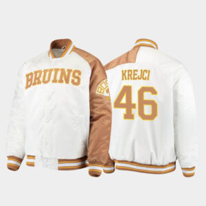 Boston Bruins David Krejci 46 White Satin Jacket