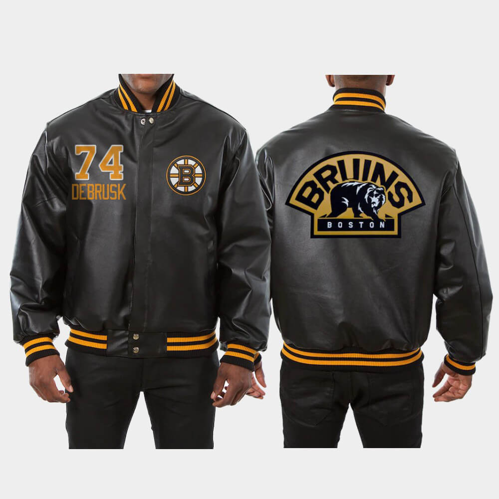 Boston Bruins Jake DeBrusk NHL Black Leather Jacket Boston Bruins Jake DeBrusk NHL Black Leather Jacket