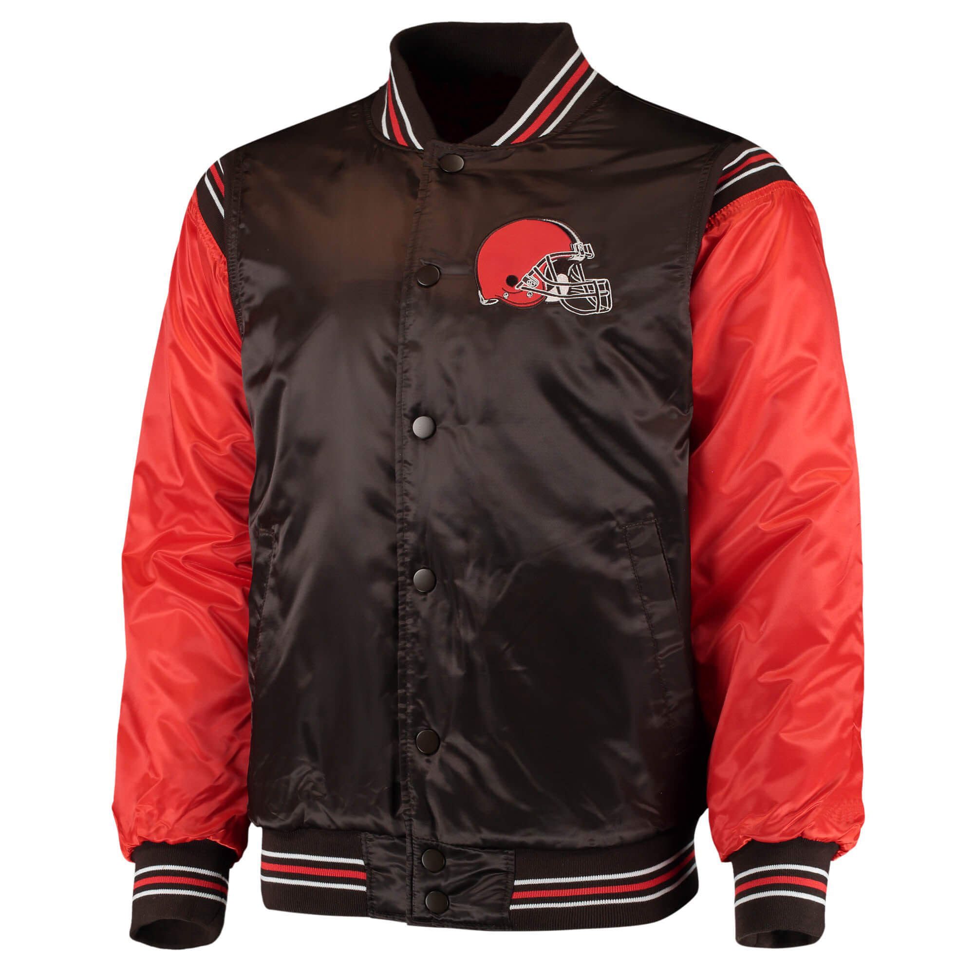 Brown Orange Cleveland Browns NFL Satin Jacket (1) Brown Orange Cleveland Browns NFL Satin Jacket