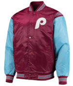 Burgundy Light Blue Philadelphia Phillies Satin Jacket