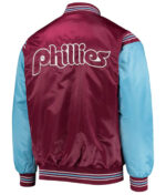 Burgundy Light Blue Philadelphia Phillies Satin Jacket