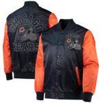Chicago Bears Black Throwback NFL Satin Jacket