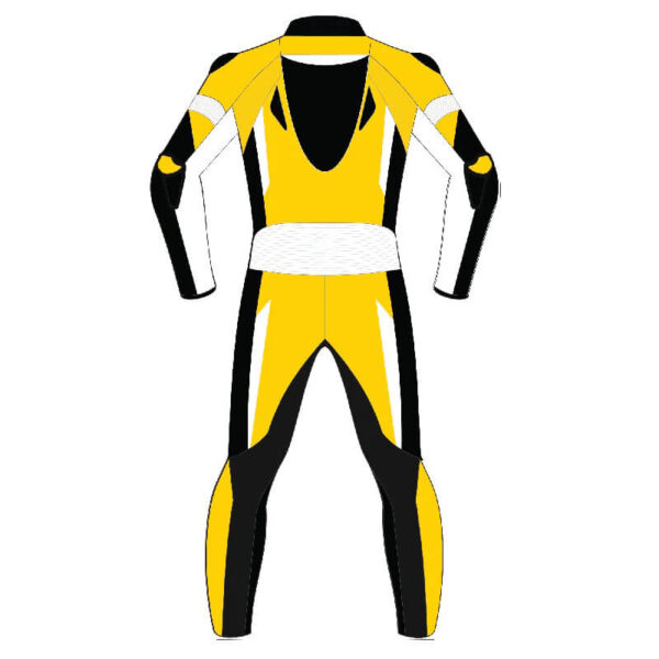 Custom Motorcycle Racing Yellow And Black Leather Suit