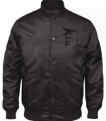 Detroit Tigers Old English D Black Satin Jacket