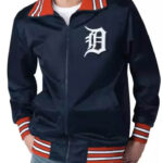 Detroit Tigers Old English D Navy Satin Zip Jacket