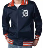 Detroit Tigers Old English D Navy Satin Zip Jacket