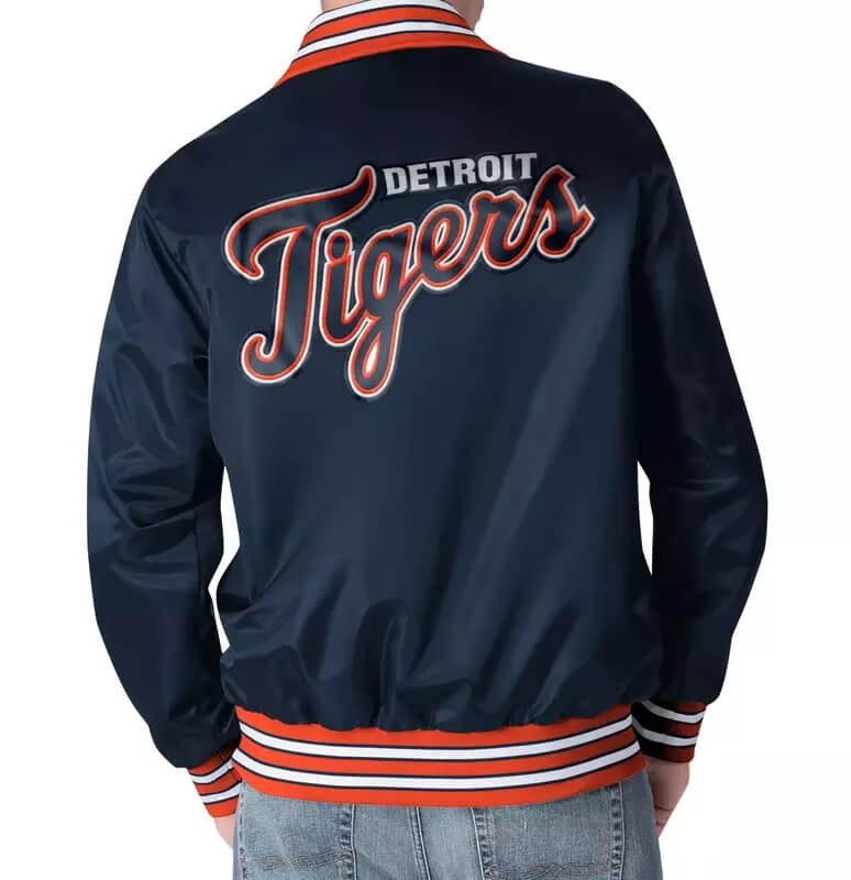 Detroit Tigers Old English D Patent Satin Jacket - Maker of Jacket