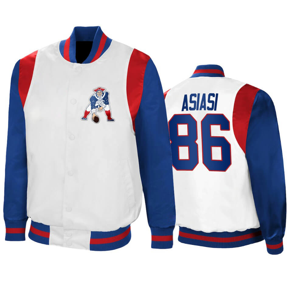 Devin Asiasi NFL New England Patriots Satin Jacket (1) Devin Asiasi NFL New England Patriots Satin Jacket