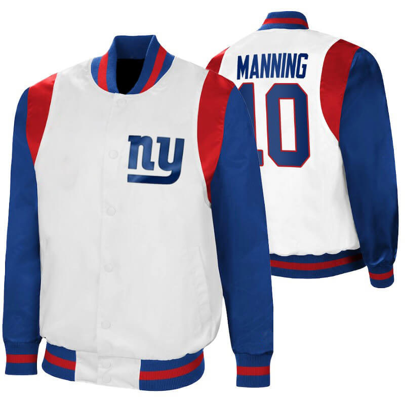 Eli Manning NFL Team New York Giants Satin Jacket (1) Eli Manning NFL Team New York Giants Satin Jacket