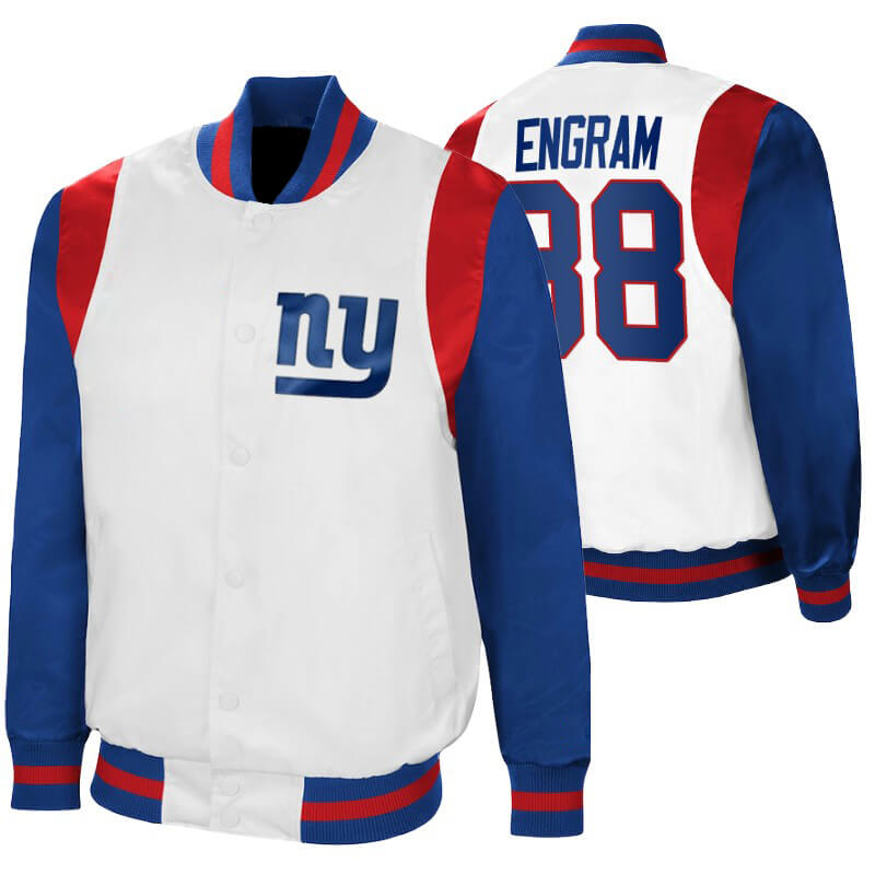 Evan Engram NFL Team New York Giants Satin Jacket (1) Evan Engram NFL Team New York Giants Satin Jacket
