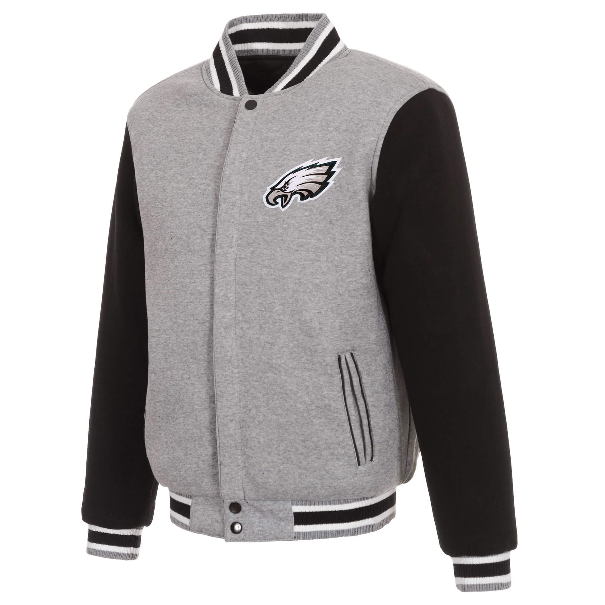 Gray Black Philadelphia Eagles NFL Varsity Jacket (1) Gray Black Philadelphia Eagles NFL Varsity Jacket