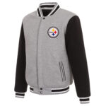 Gray Black Pittsburgh Steelers NFL Wool Jacket