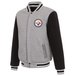 Gray Black Pittsburgh Steelers NFL Wool Jacket