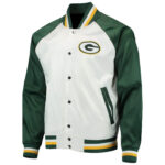 Green Bay Packers White And Green NFL Satin Jacket