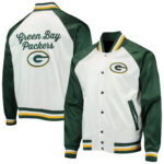 Green Bay Packers White And Green NFL Satin Jacket