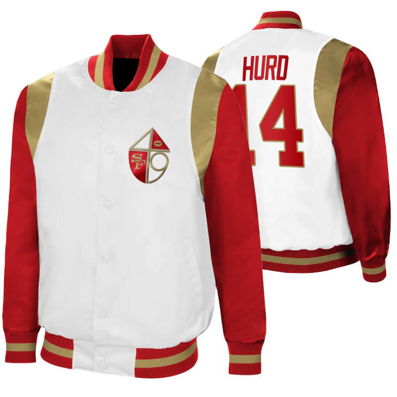 Jalen Hurd NFL San Francisco 49ers Satin Jacket (1) Jalen Hurd NFL San Francisco 49ers Satin Jacket