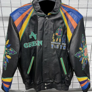 Jeff Hamilton AC green Programs for Youth Leather Jacket