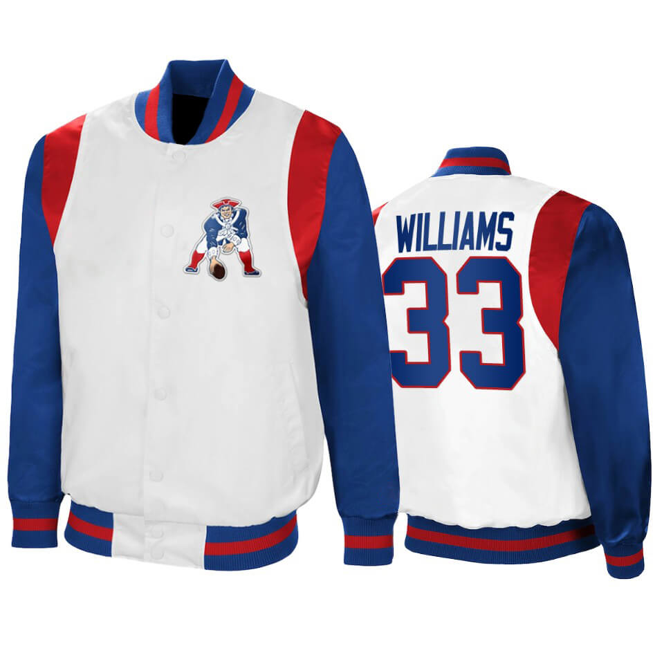 Joejuan Williams NFL New England Patriots Satin Jacket (1) Joejuan Williams NFL New England Patriots Satin Jacket